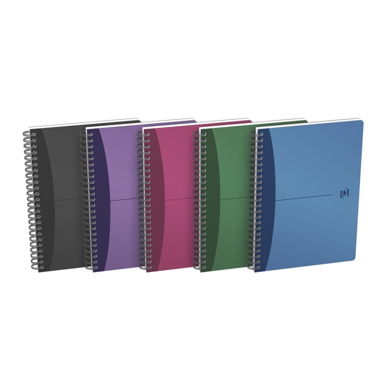 Oxford Cahier à spirale Office Urban Mix A5 14,8 x 21 cm - 90g - Petits carreaux 5x5 - 180 pages