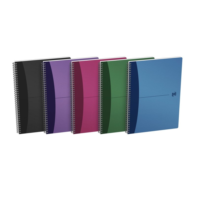 Oxford Cahier à spirale Office Urban Mix A4 21 x 29,7 cm - 90g - Petits carreaux 5x5 - 180 pages