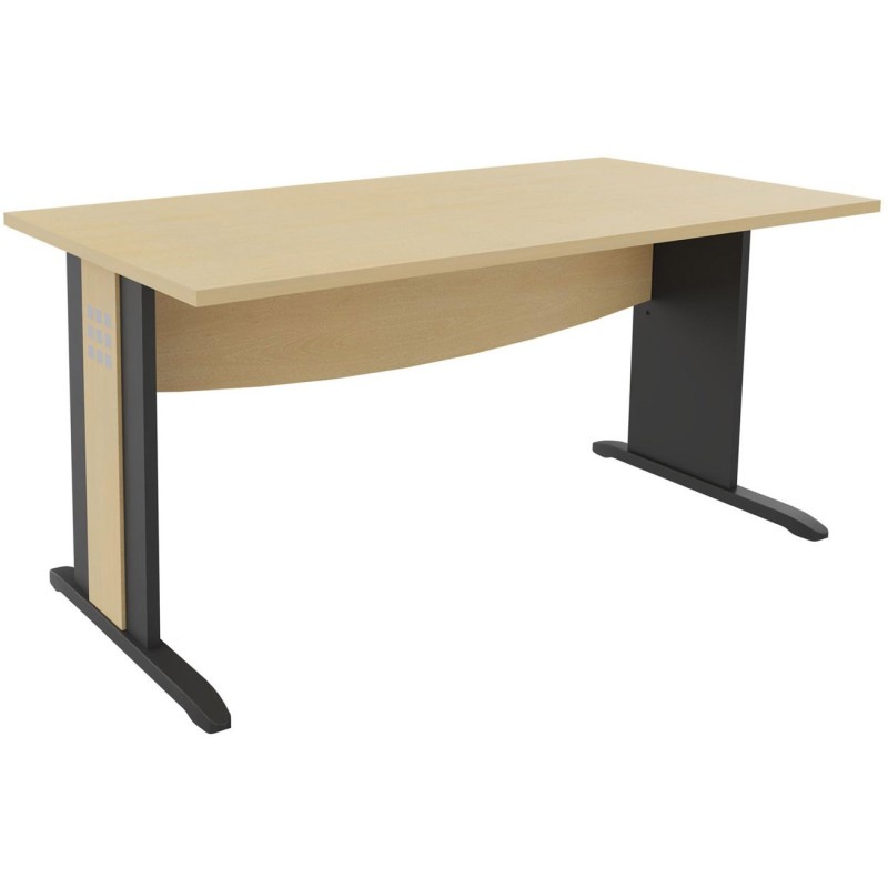 Bureau droit Axiome - L.80 x P.80 cm - Plateau Hêtre - Pieds L Anthracite