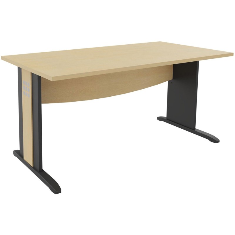 Bureau droit Axiome - L.140 x P.80 cm - Plateau Hêtre - Pieds L Anthracite