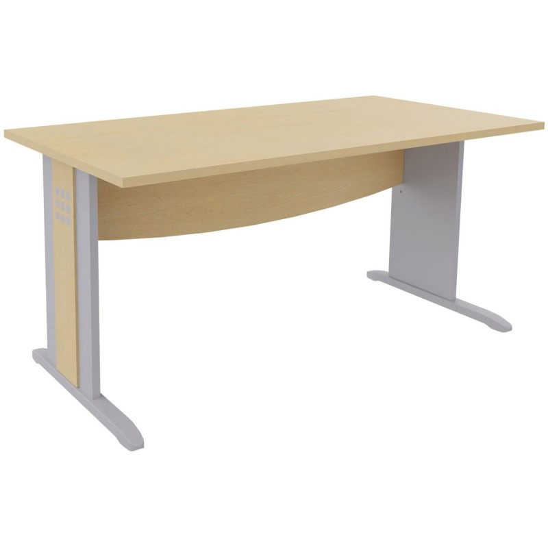 Bureau droit Axiome - L.120 x P.80 cm - Plateau Hêtre - Pieds L Aluminium