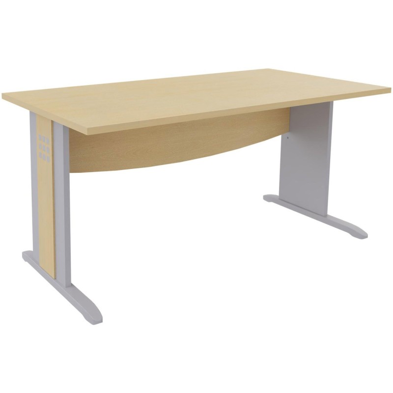 Bureau droit Axiome - L.140 x P.80 cm - Plateau Hêtre - Pieds L Aluminium