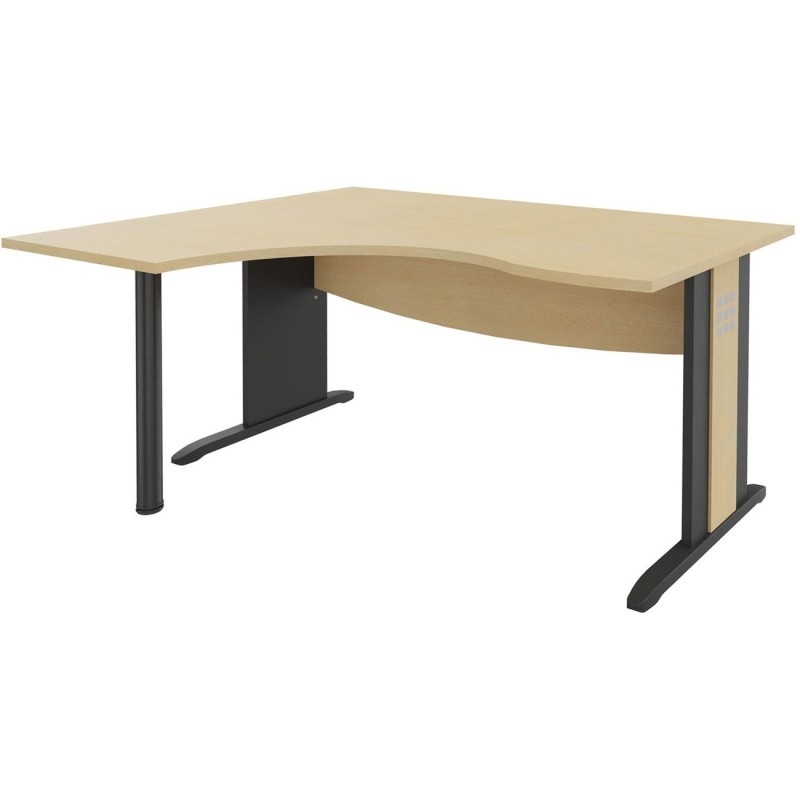 Bureau d'angle compact retour à gauche Axiome - L.160 x P.120 cm - Plateau Hêtre - Pieds L Anthracite
