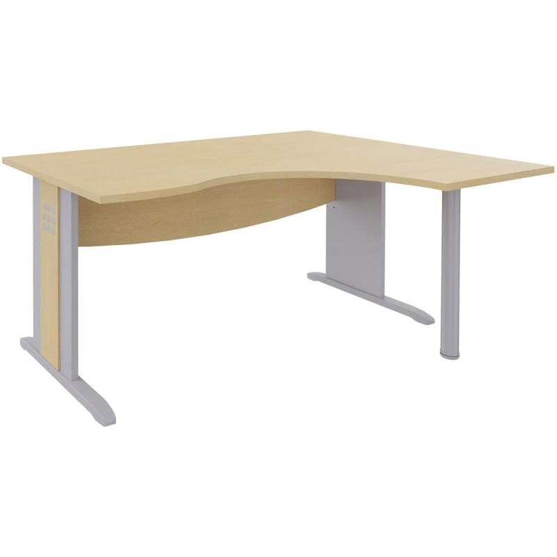 Bureau d'angle compact retour à droite Axiome - L.160 x P.120 cm - Plateau Hêtre - Pieds L Aluminium
