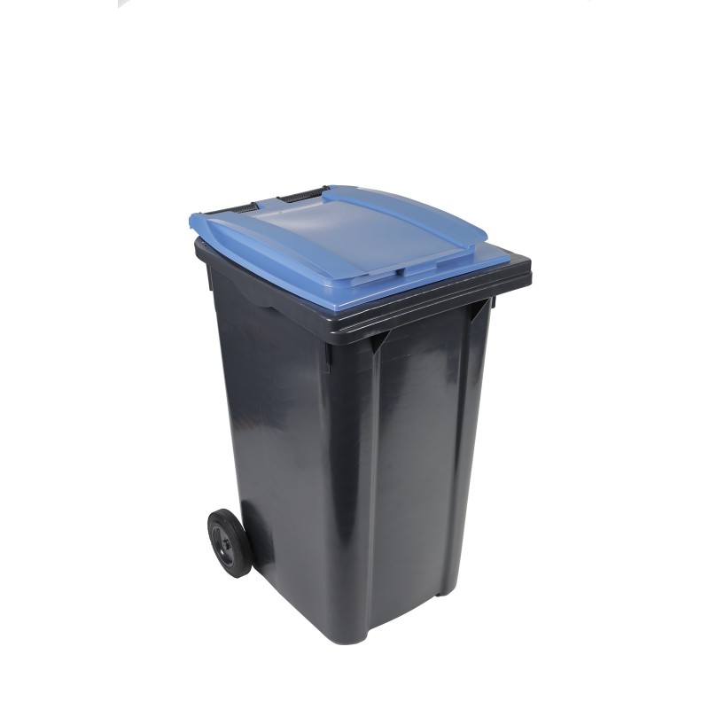 SULO® Conteneur poubelle mobile 2 roues - 240 litres prise frontale - Couvercle bleu
