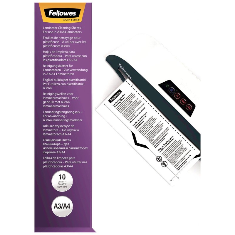Fellowes feuilles de nettoyage pour plastifieuse A4 - Lot de 10