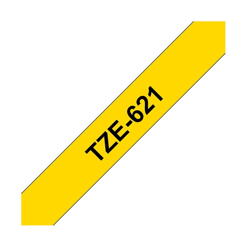 Brother Ruban TZe-621 pour étiqueteuse - 9 mm x 8 m - Noir sur Jaune