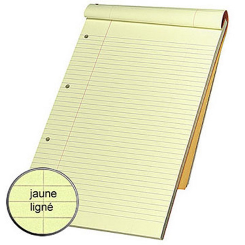 Rhodia Bloc notes orange agrafé 21 x 32 cm - 80 feuilles lignées perforées 80 g - Papier jaune