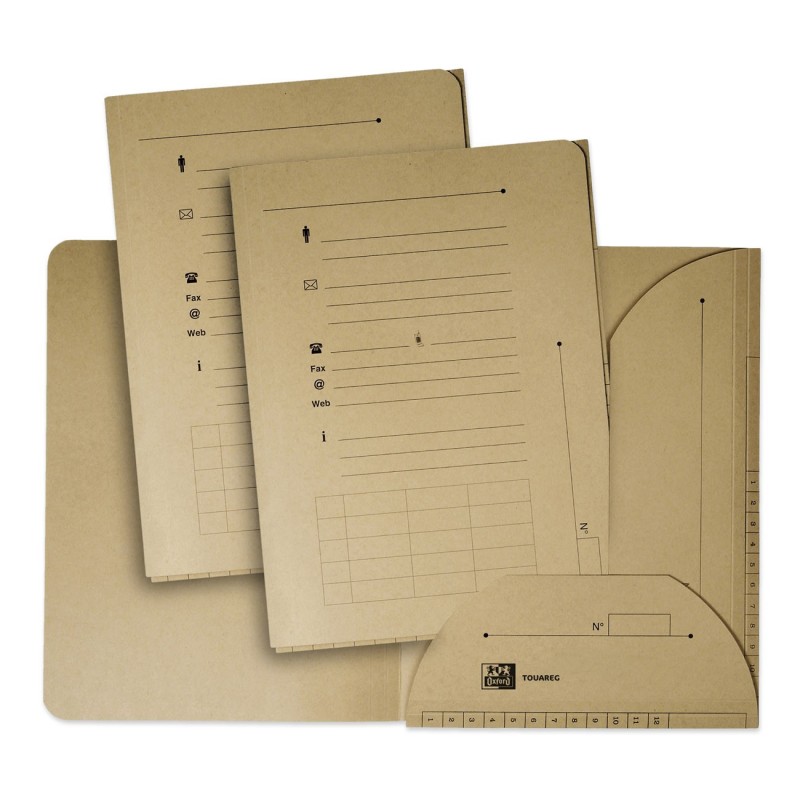Oxford Chemises sous-dossiers Touareg A4 en carte recyclé 240g beige naturel - Lot de 25