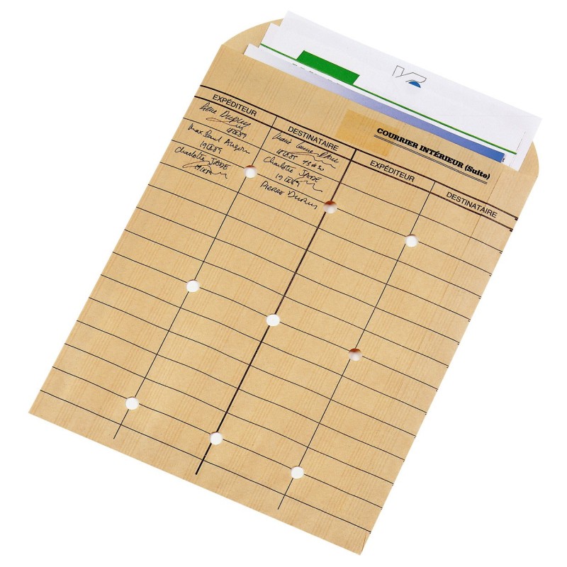 Pochette Navette pour courrier inter-service 330 x 260 mm 90g sans fenêtre - autocollante bande protectrice - Lot de 250