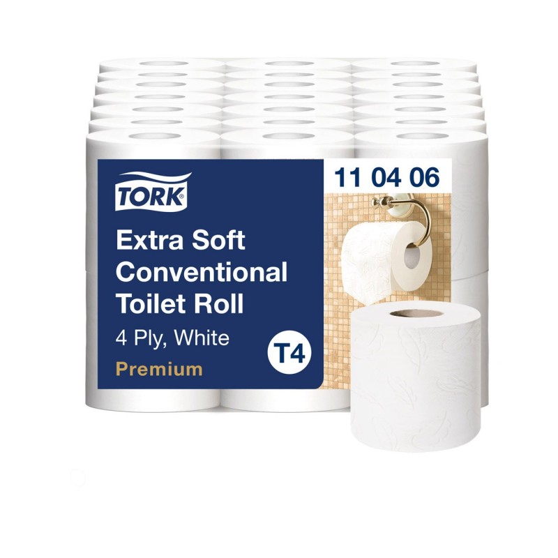 Tork Papier toilette quadruple épaisseur T4 Premium extra-doux blanc - Lot de 42 rouleaux de 150 feuilles