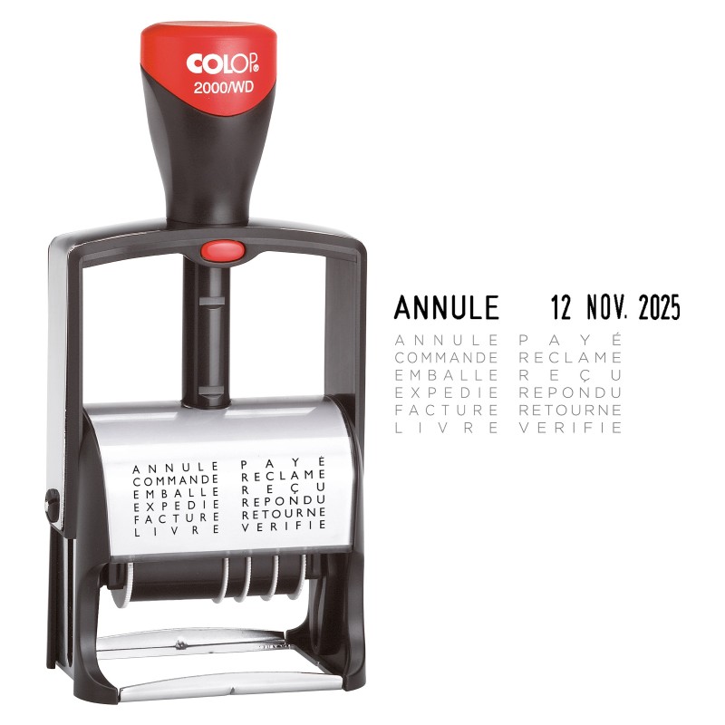 Colop Tampon dateur Classic Line 2000/WD - 12 formules - Noir