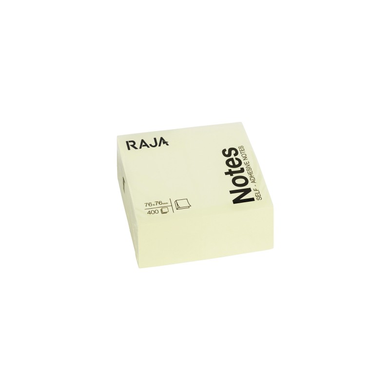 RAJA Notes repositionnables 76 x 76 mm - Jaune Pastel - Bloc de 400 feuilles