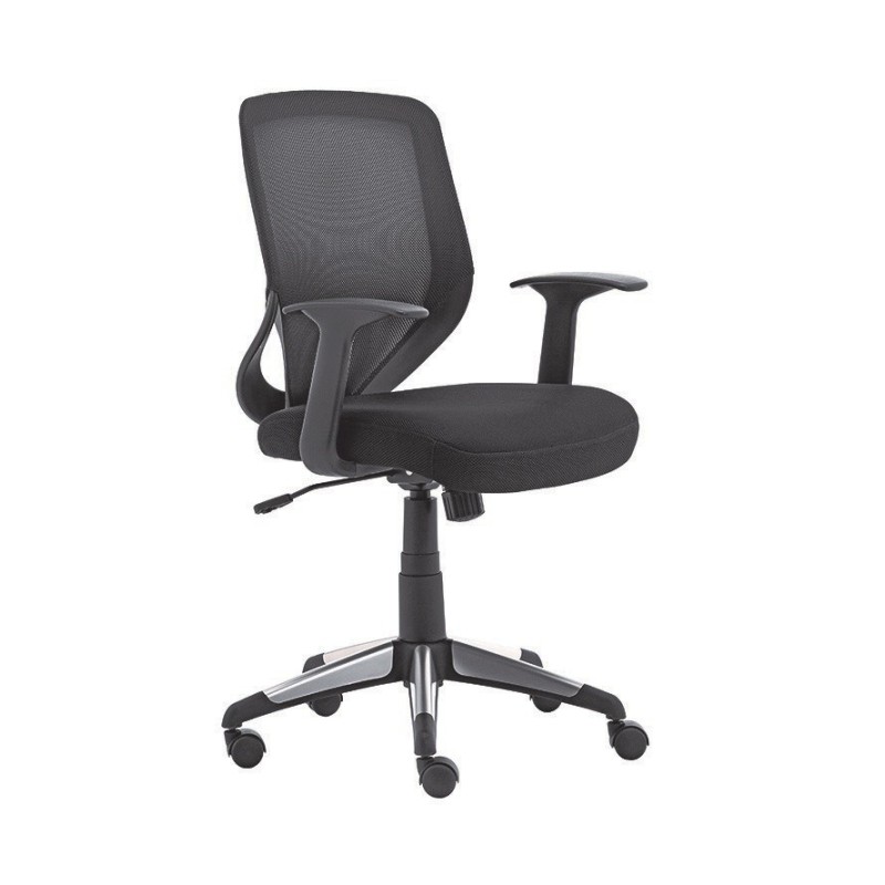 Siège de bureau Kontact Maille Tissu Noir Hauteur réglable - Accoudoir Dossier Roulettes Pied chromé