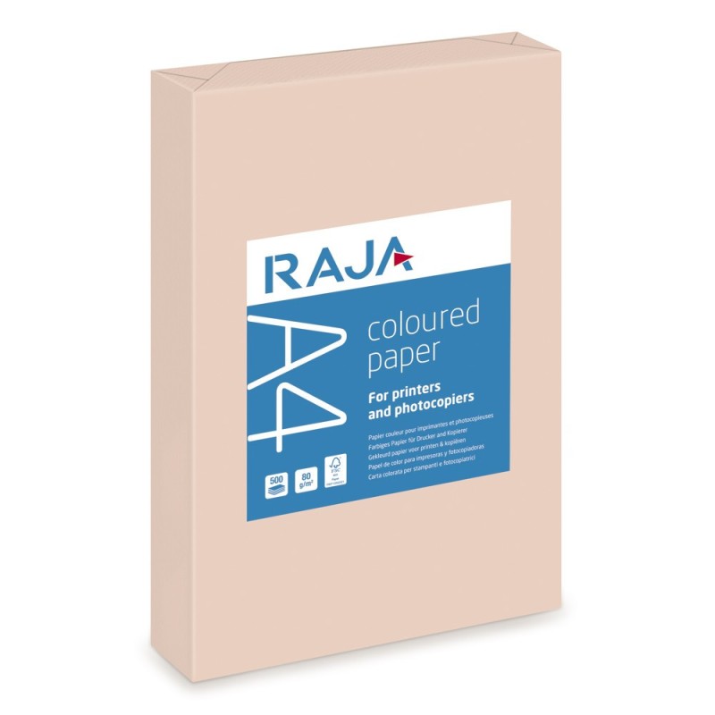 RAJA Papier A4 Coloured Paper - 80g - Ramette de 500 feuilles - Rose Saumon Pastel