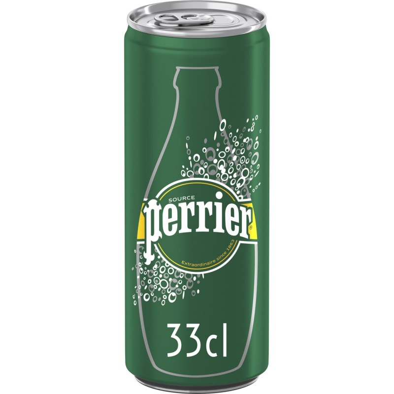Perrier Eau minérale gazeuse – Lot 24 canettes slim 33 cl