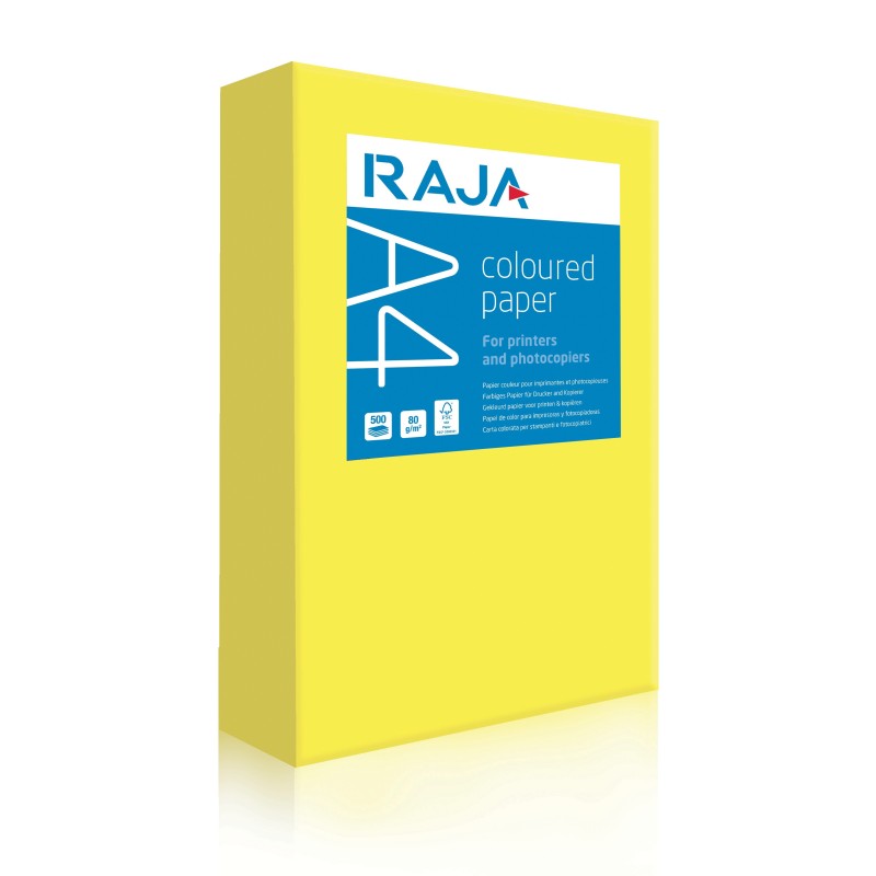 RAJA Papier A4 Coloured Paper - 80g - Ramette de 500 feuilles - Jaune Soleil
