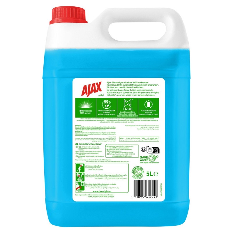 Ajax Nettoyant vitre triple action sans parfum - Bidon  5 L