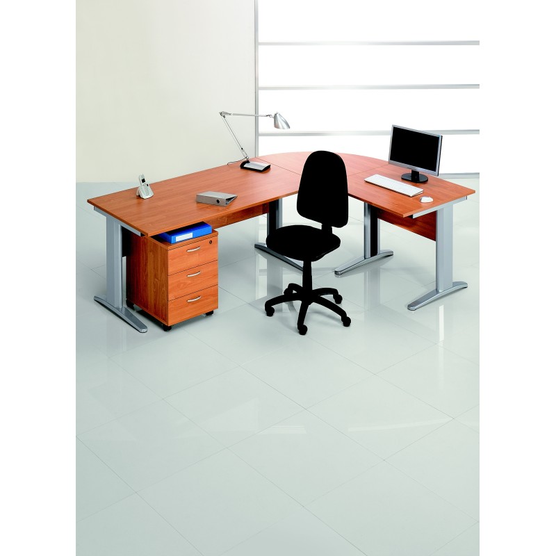 Pack Bureau complet Pronto Métal - Plateau Aulne - Pieds L Aluminium + Caisson mobile 3 tiroirs + Siège Team haut dossier Noir