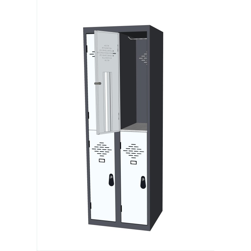 Vestiaire métal Avantage 2 casiers par colonne - 2 colonnes L.60 cm - Corps Anthracite - Portes Gris