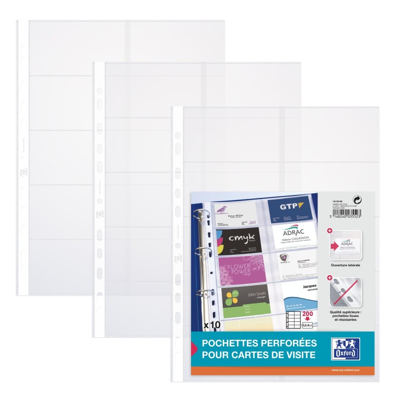 Oxford Pochette pour cartes de visite - Qualité + (Lot de 10)
