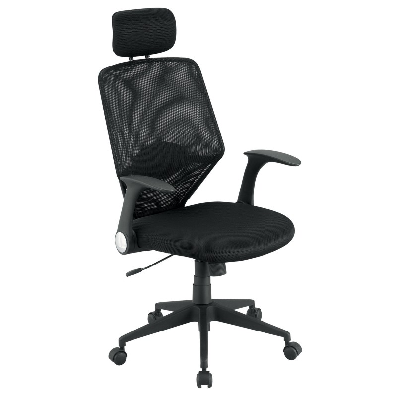 Siège de bureau STARTING Maille Tissu Noir Hauteur Réglable - Accoudoir Dossier Appuie-tête Roulette