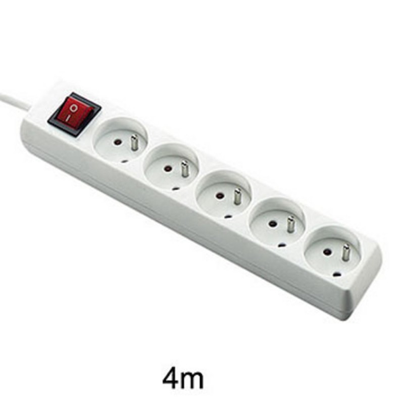 Multiprise 5 prises avec interrupteur - cordon 4 m
