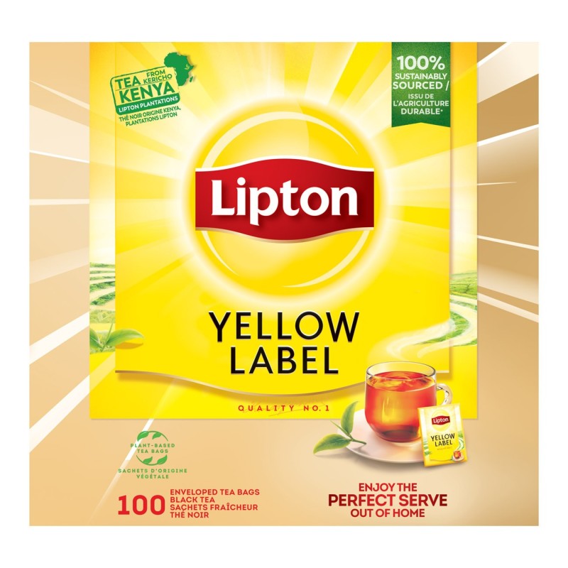 Lipton Thé noir Yellow Label - 100 sachets fraîcheur