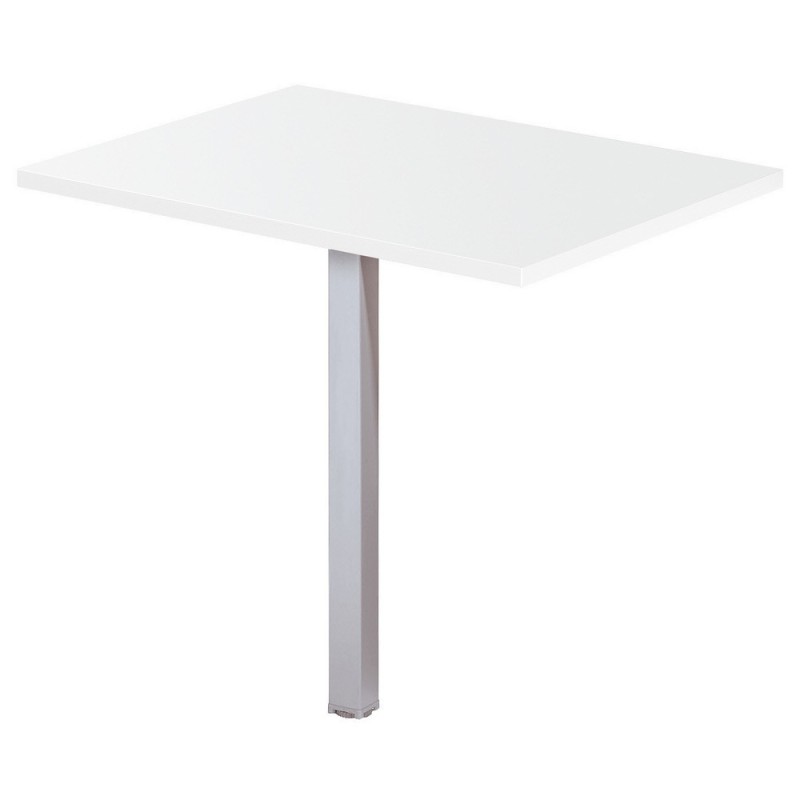 Extension Rectangle Biospace - L.80 x P.60 cm - Plateau Blanc - Pied tube Aluminium
