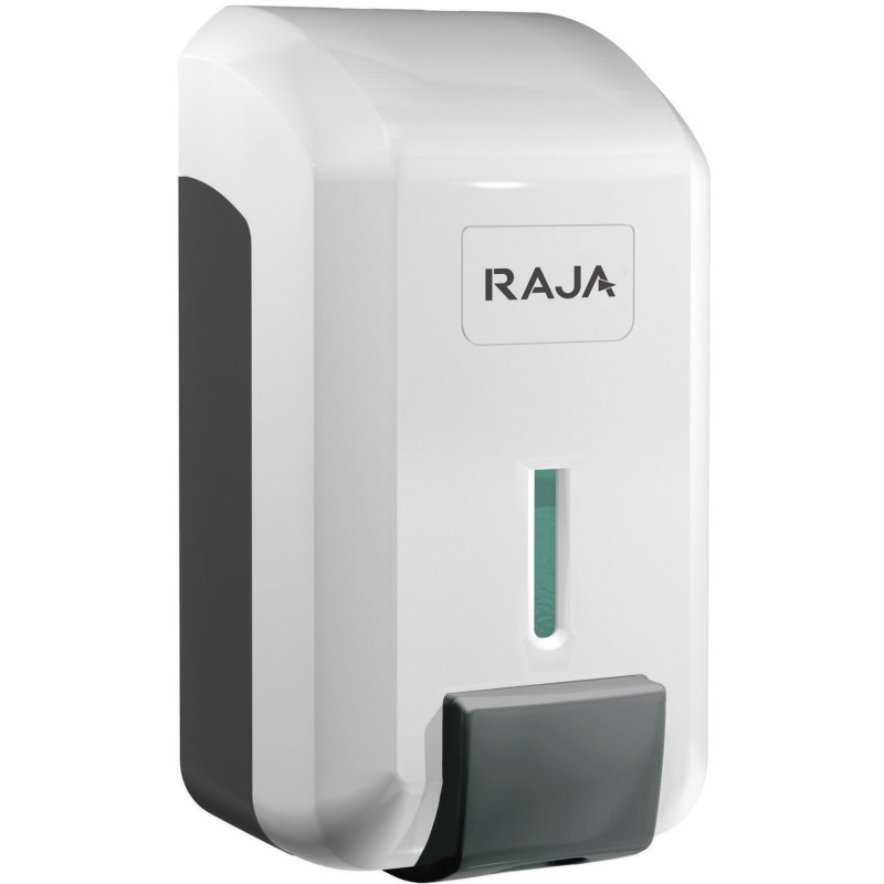 RAJA Distributeur de savon liquide et gel hydroalcoolique en ABS réservoir amovible de 700 ml - Blanc