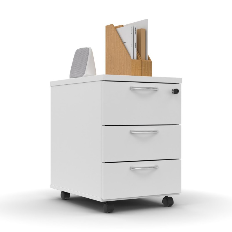 Caisson mobile 3 tiroirs L.42 x P.58 x H.60 cm - Blanc
