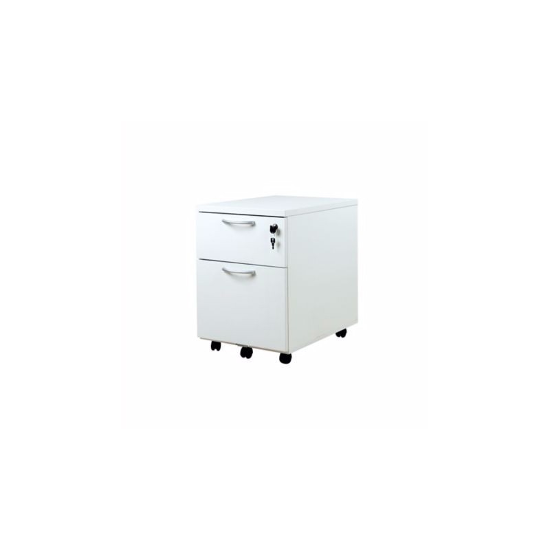 Caisson mobile 2 tiroirs L.42 x P.58 x H.60 cm - Blanc