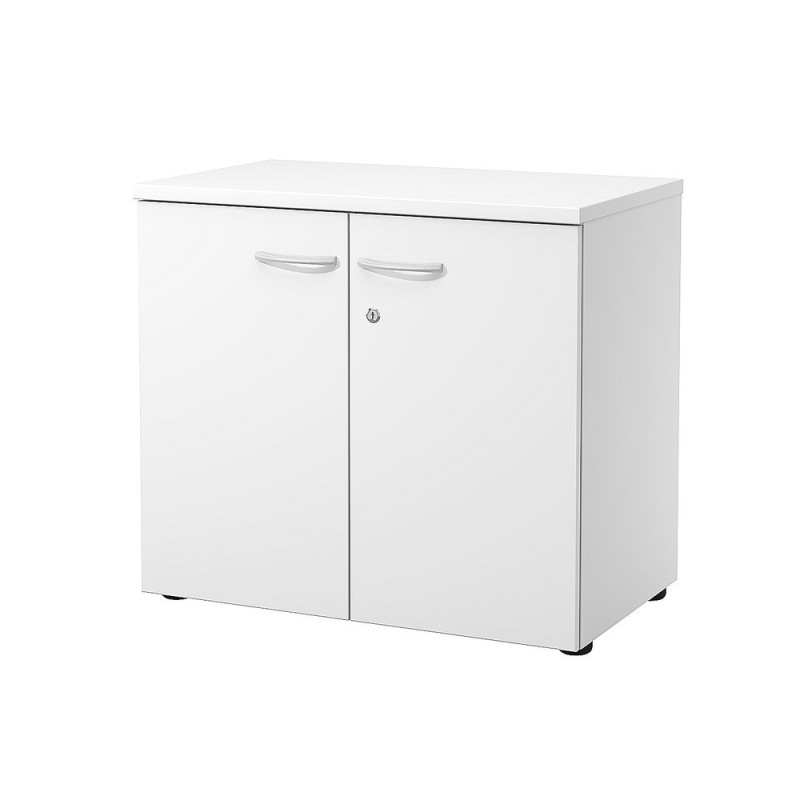 Armoire basse portes battantes L.80 x P.48 x H.72 cm - Blanc