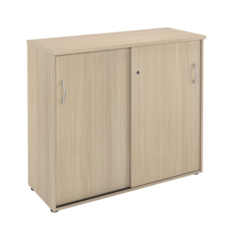 Armoire mi-hauteur portes coulissantes L.120 x P.48 x H.104 cm - Chêne