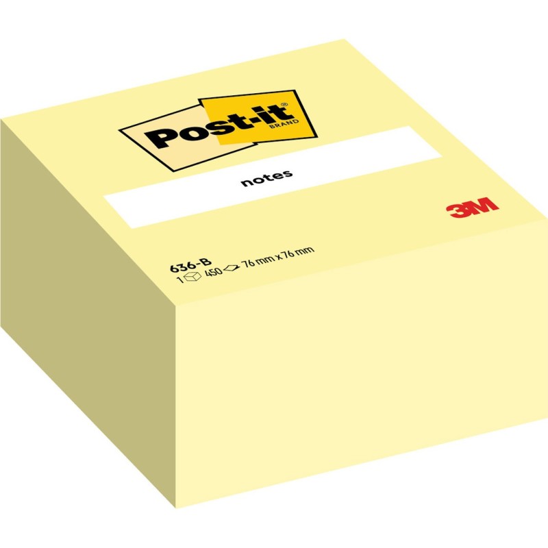 Post-it Notes repositionnables 76 x 76 mm - Jaune - Bloc de 450 feuilles