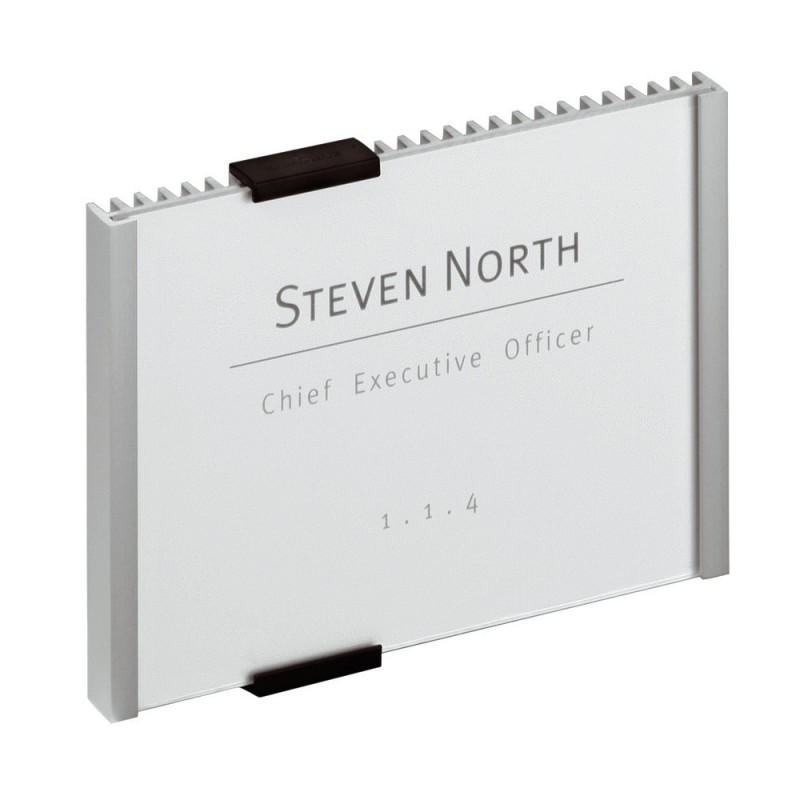 Durable Plaque de porte INFO SIGN, fixation murale, aluminium et acrylique, 149 x 105,5 mm, argent