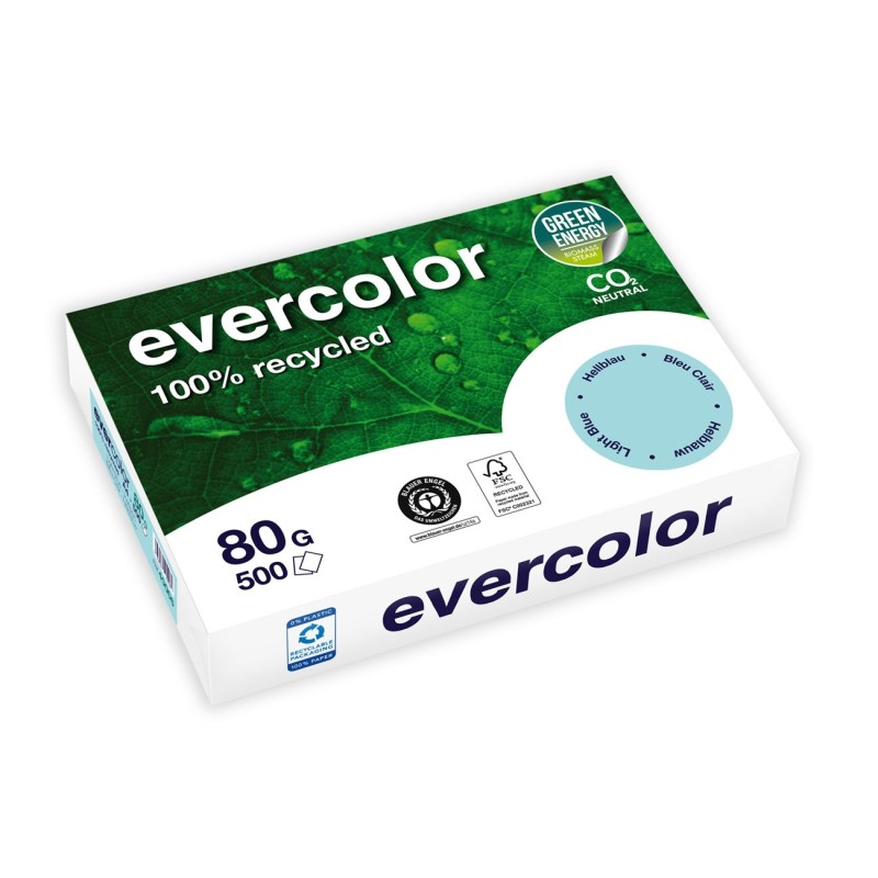 Clairefontaine Papier A4 Evercolor - 80g - Ramette de 500 feuilles - Bleu Clair