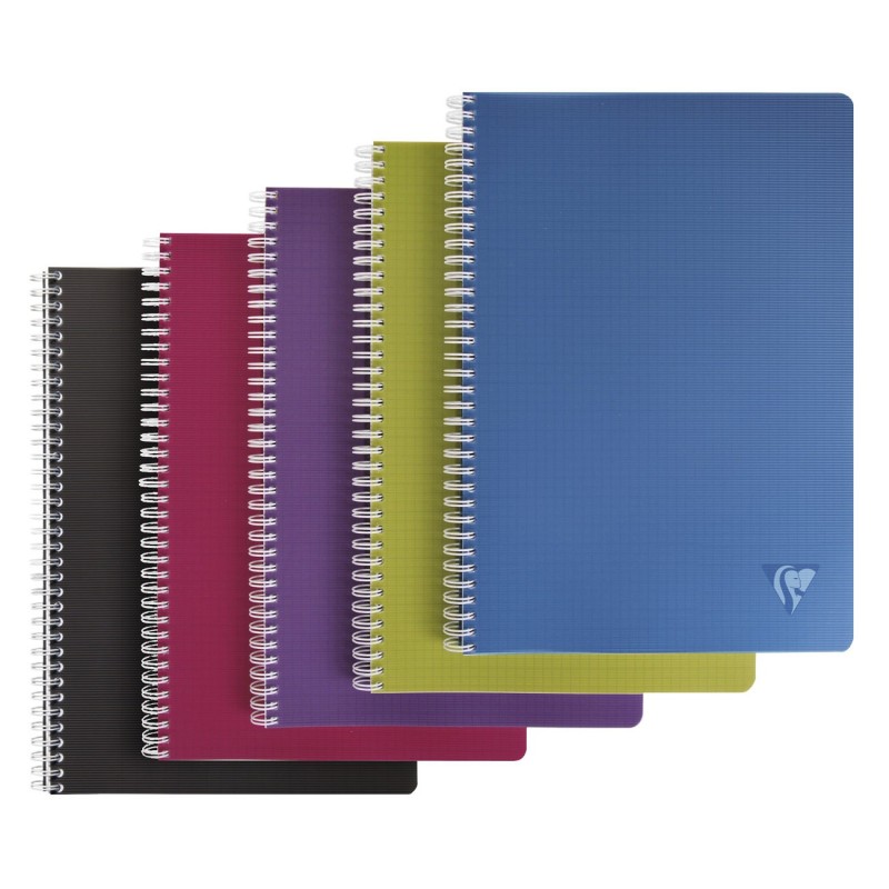 Clairefontaine Cahier à spirale Linicolor A4 21 x 29,7 cm - 90g - Petits carreaux 5x5 - 100 pages