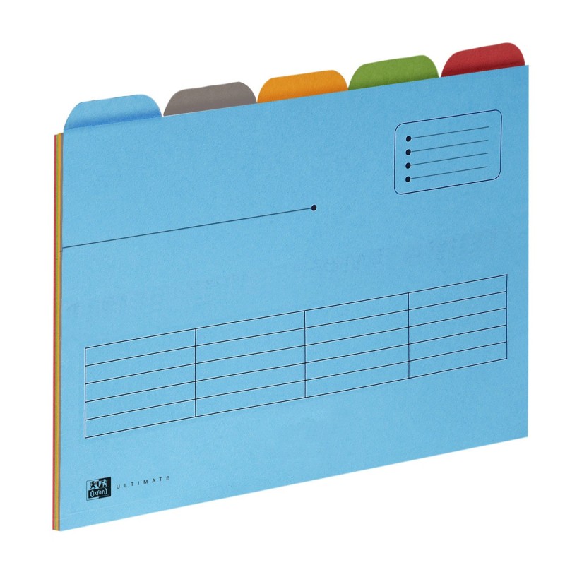 Oxford Chemises sous-dossiers à onglets Ultimate A4 en carte kraft 240g couleurs assorties - Lot de 5