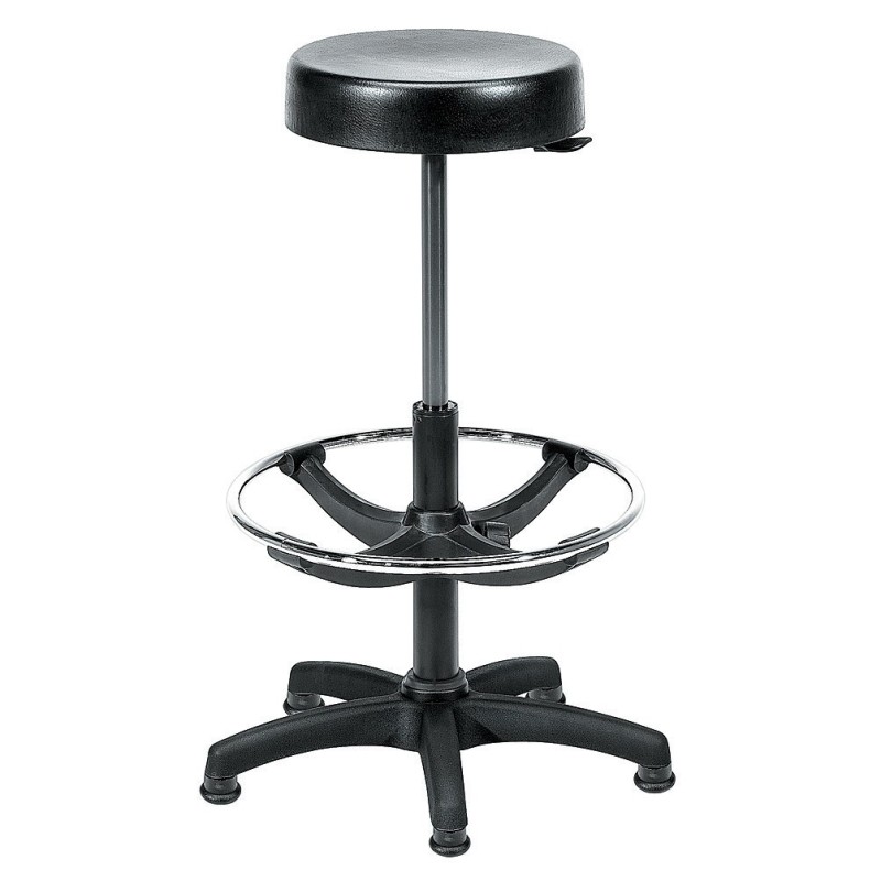 Tabouret haut Budget polyuréthane noir à patins réglable de 55-80 cm