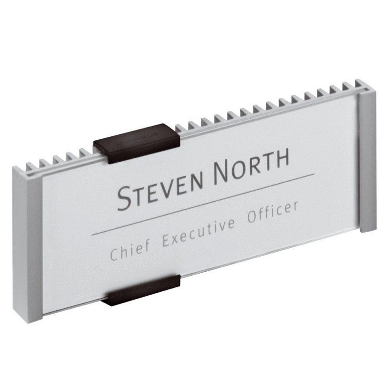 Durable Plaque de porte INFO SIGN, fixation murale, aluminium et acrylique, 149 x 52,5 mm, argent