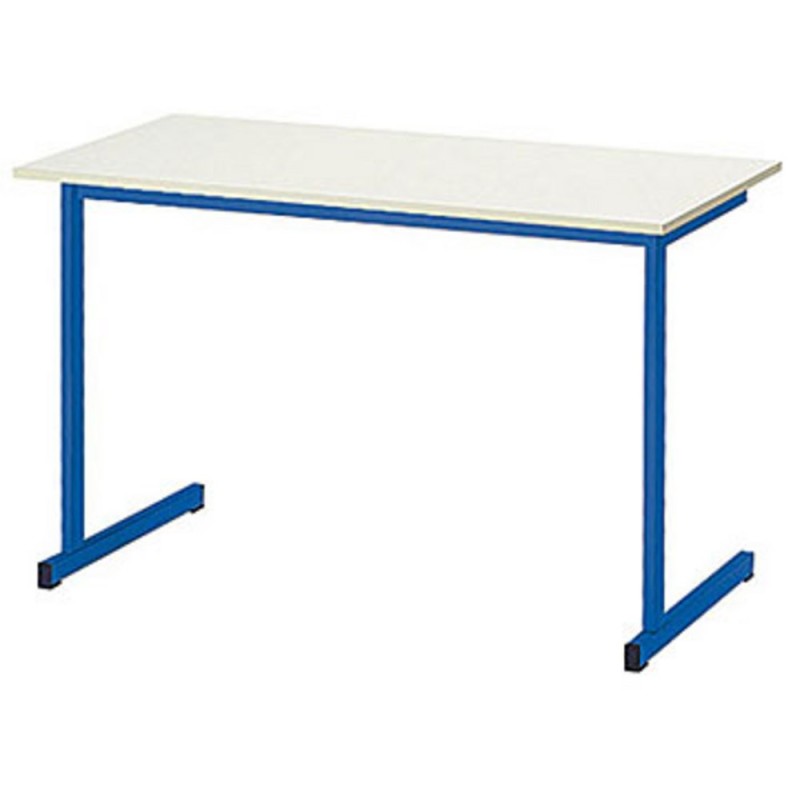 Table de formation 2 places - L.130 x P.50 cm - Plateau Sable - Pieds Bleu