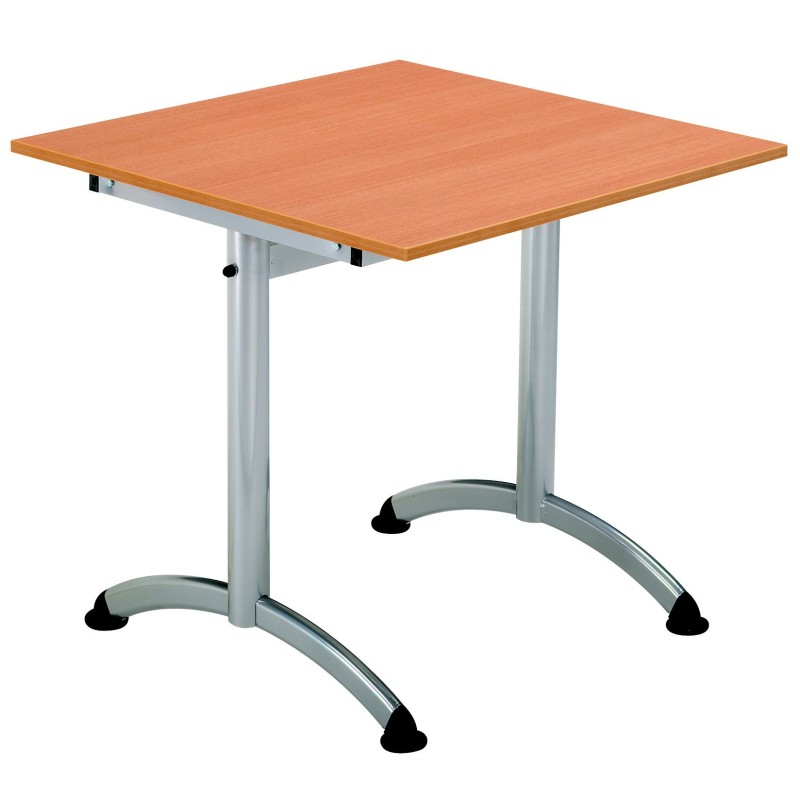 Table Cafeteria L. 120 x P. 80 cm, plateau Hêtre, piétement Aluminium