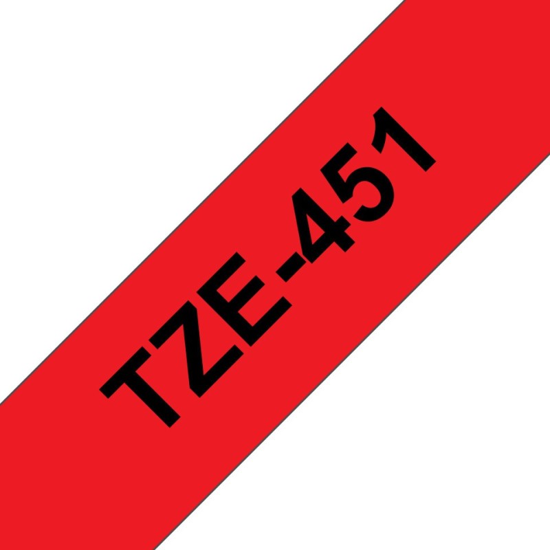 Brother Ruban TZe-451 pour étiqueteuse - 24 mm x 8 m - Noir sur Rouge