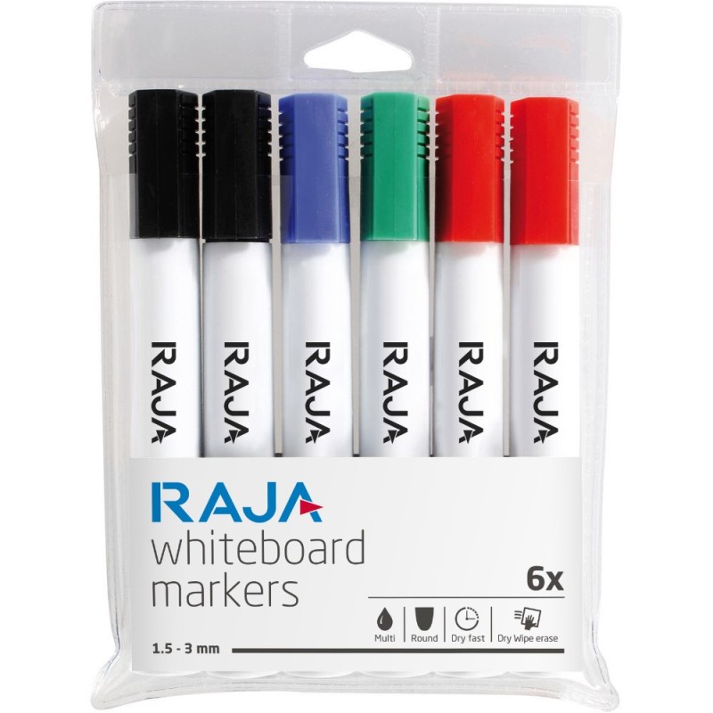 RAJA Marqueur effaçable tableau blanc pointe ogive 1,5 - 3 mm coloris assortis