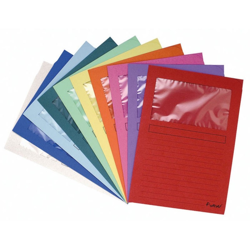 Exacompta Chemises Forever® Window A4, 80 feuilles, en carte  recyclé, 220 x 310 mm, couleurs assorties, lot de 10