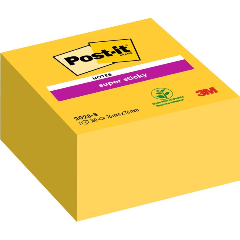 Post-it Notes repositionnables 76 x 76 mm - Jonquille - Bloc de 450 feuilles