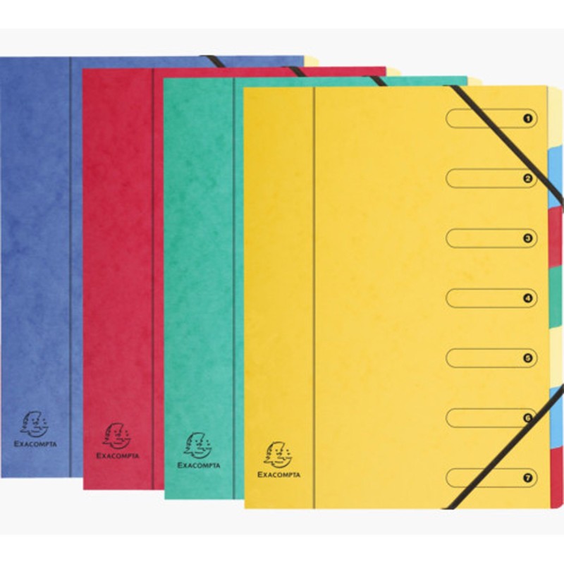 Exacompta Trieur à élastiques A4 Harmonika - 7 divisions - Couleurs assorties