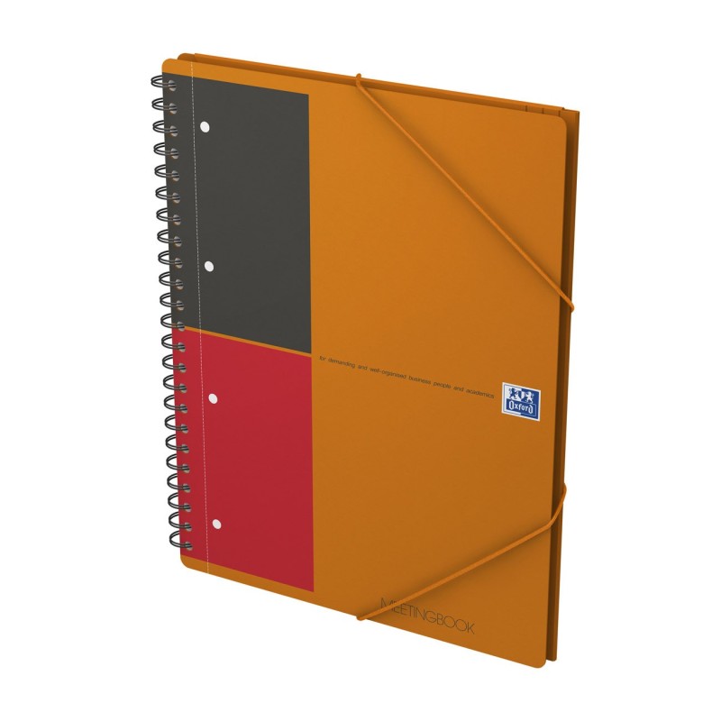 Oxford Cahier à spirale International Meetingbook 24 x 32 cm - 80g - Perforé 4 trous - Ligné 6 mm - 160 pages