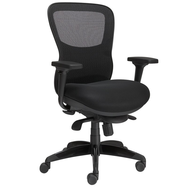 Fauteuil de direction OCTOPUSSY Tissu polyester Noir Hauteur réglable - Accoudoirs Dossier Roulettes